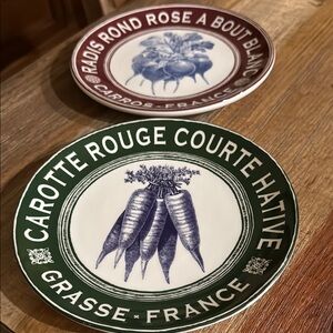 Pair of French vegetable plates, for eating or display, by Certified Internat